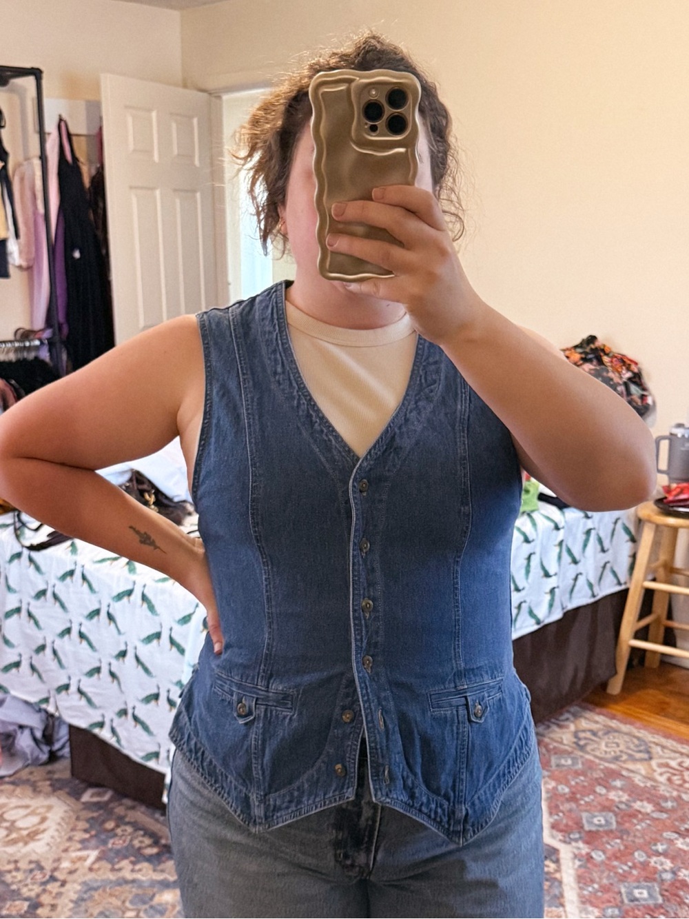 Vintage Cherokee medium wash denim vest